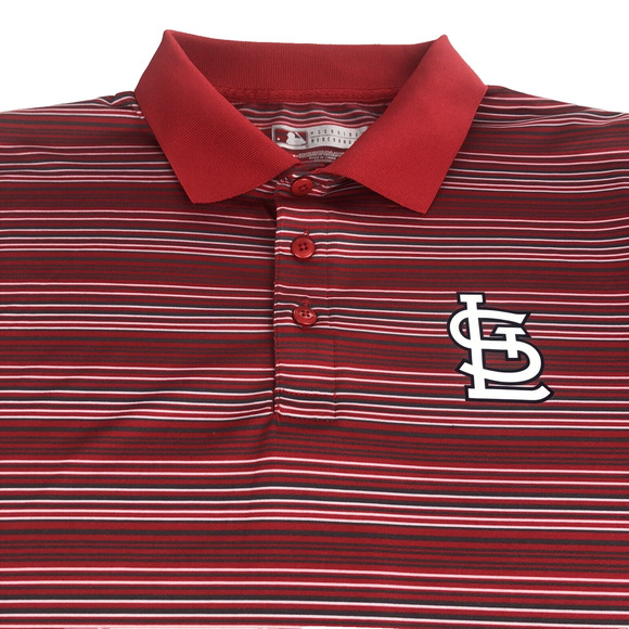 MLB St. Louis Cardinals Men's Polo Shirt Short Sleeve Medium Striped 74243 Red - Picture 2 of 16